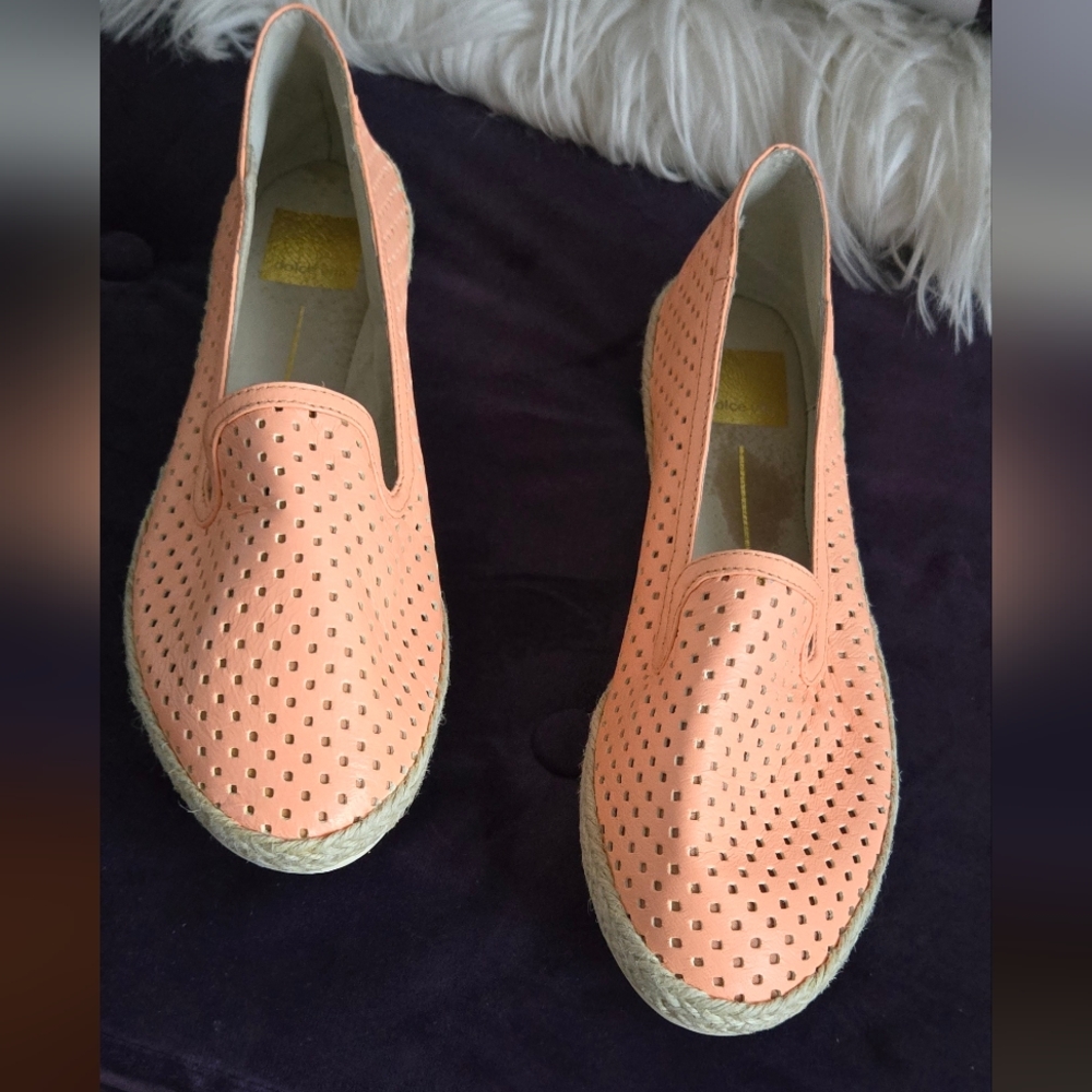 Perforated Peach Slip-On Espadrilles